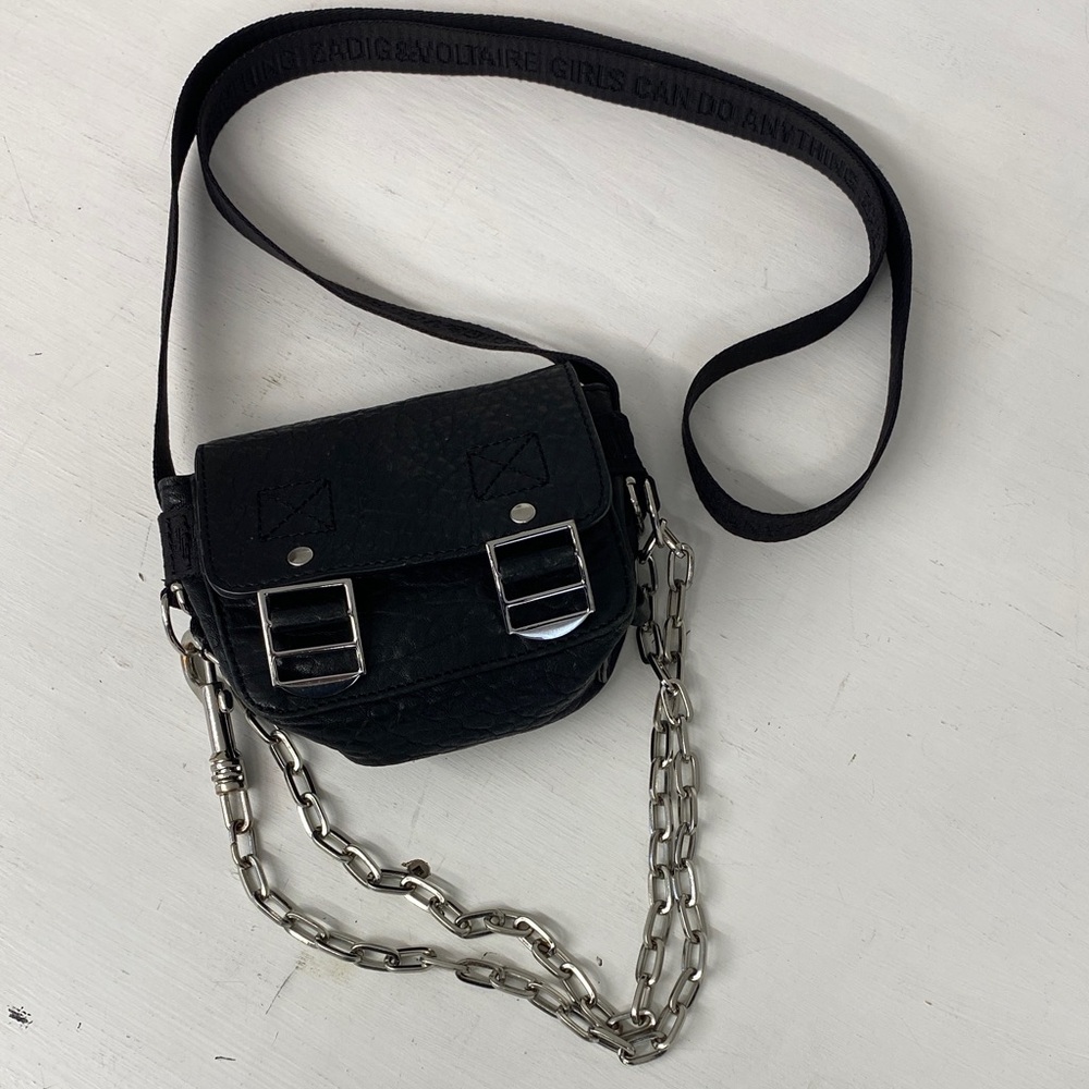 Zadig & Voltaire mini pebbled leather bag with chain
